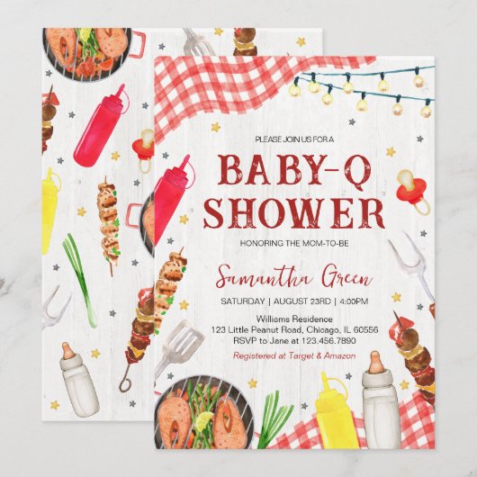 BBQ-Baby shower Kaart (Voorkant / Achterkant)