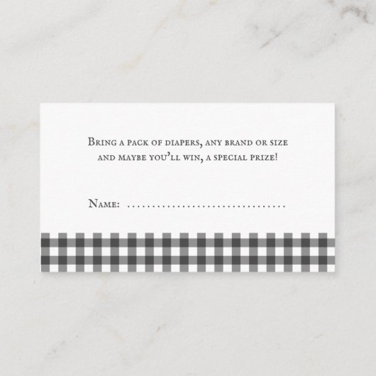 BBQ Baby shower Luier Raffle  Grijs Plaid Informatiekaartje (Achterkant)