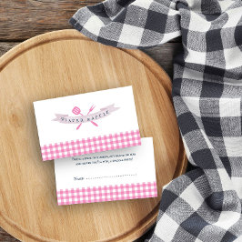 BBQ Baby shower Luier Raffle  Roze Plaid Informatiekaartje