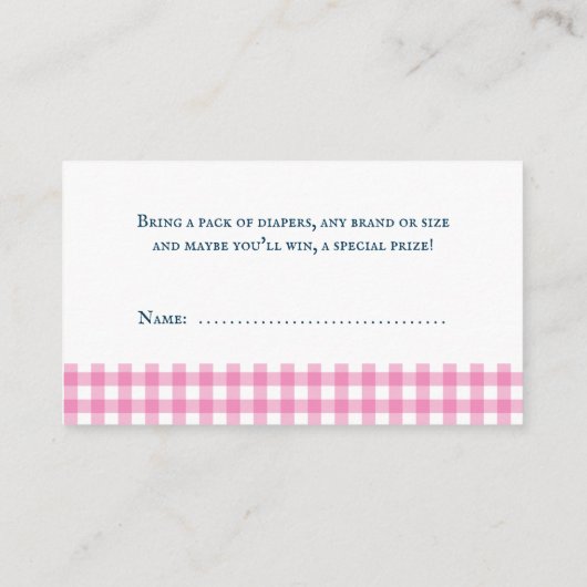 BBQ Baby shower Luier Raffle Roze Plaid Informatiekaartje (Achterkant)