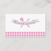 BBQ Baby shower Luier Raffle Roze Plaid Informatiekaartje (Voorkant)