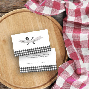 BBQ Baby Shower Luiers Raffle Vintage Grijs Geruit Informatiekaartje