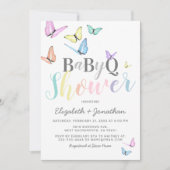 BBQ-Baby shower | Pastel Rainbows Barbecue Kaart (Voorkant)