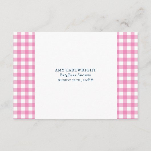 BBQ Baby shower Raad hoeveel  spel Kaart (Achterkant)