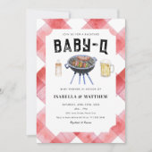 BBQ Baby shower Red Gingham Baby-Q Kaart (Voorkant)