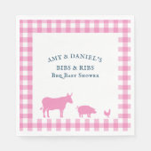 BBQ Baby shower Ribben n slabbetjes rustiek roze Servet (Voorkant)