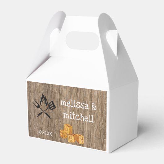 BBQ baby shower rode plaid gingham dank u Bedankdoosjes (Achterkant)