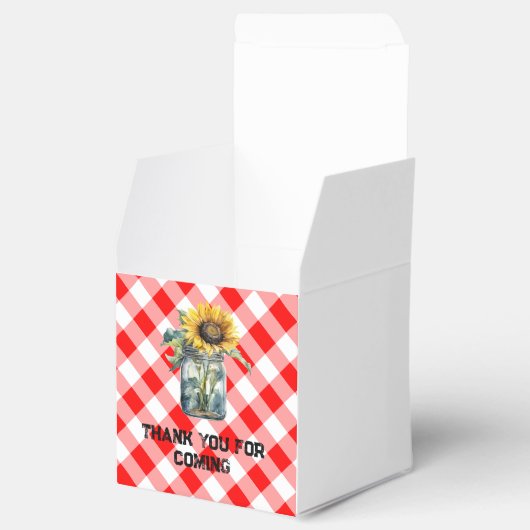 BBQ baby shower rode plaid gingham dank u Bedankdoosjes (Geopend)