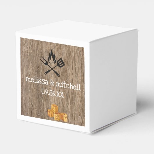 BBQ baby shower rode plaid gingham dank u Bedankdoosjes (Achterkant)