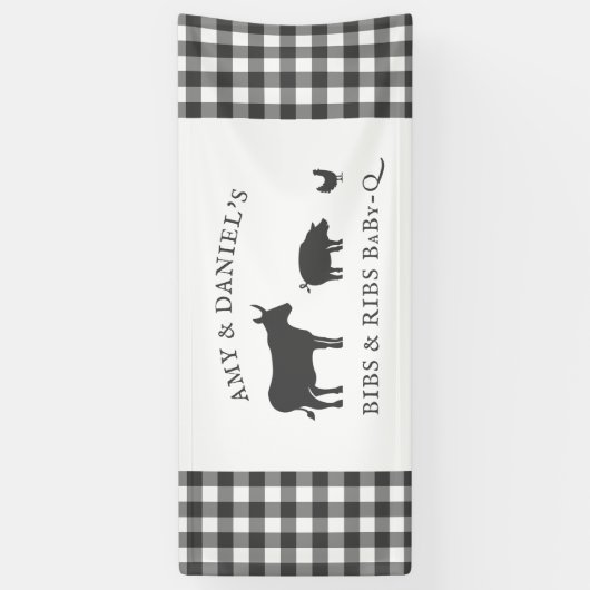 BBQ Baby shower Rustic  Grey Pset Spandoek (Verticaal)