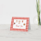 Bbq Baby Shower Rustic Rood Geruit Bedankkaart (Voorkant)