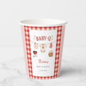 Bbq Baby Shower Rustic Rood Geruit Papieren Bekers (Achterkant)