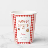 Bbq Baby Shower Rustic Rood Geruit Papieren Bekers (Voorkant)