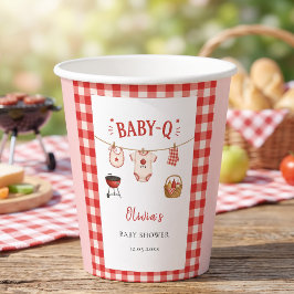 Bbq Baby Shower Rustic Rood Geruit Papieren Bekers