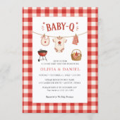 Bbq Baby Shower Rustic Rood Gingham Kaart (Voorkant)