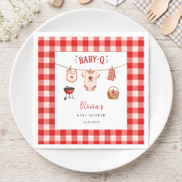 Bbq Baby Shower Rustic Rood Gingham Servet