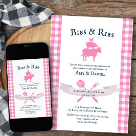 BBQ Baby shower Rustiek  Roze Plaid Kaart