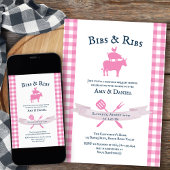 BBQ Baby shower Rustiek  Roze Plaid Kaart