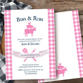 BBQ Baby shower Rustiek  Roze Plaid Kaart