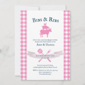 BBQ Baby shower Rustiek  Roze Plaid Kaart (Voorkant)