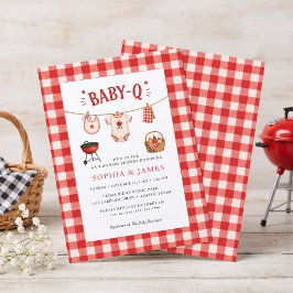 Bbq Baby Shower Rustieke Rode Gingham Kaart