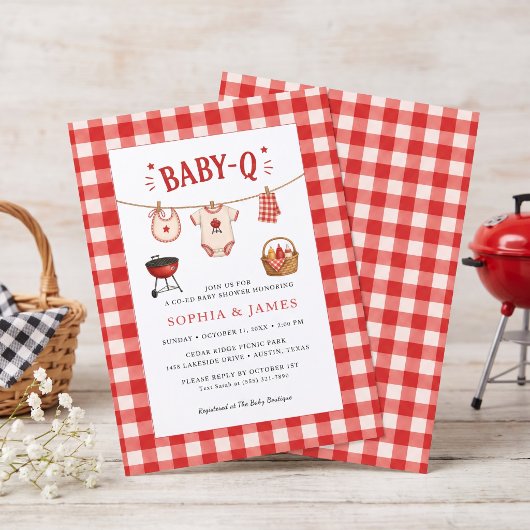 Bbq Baby Shower Rustieke Rode Gingham Kaart