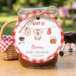 Bbq Baby Shower Rustieke Rood Gestreepte Stof Bedankjes Labels