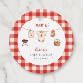 Bbq Baby Shower Rustieke Rood Gestreepte Stof Bedankjes Labels (Voorkant)