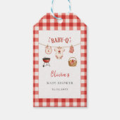 Bbq Baby Shower Rustieke Rood Gestreepte Stof Cadeaulabel (Voorkant)