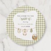 BBQ Baby Shower Salie Gingham Rustieke Aangepaste Bedankjes Labels (Voorkant)