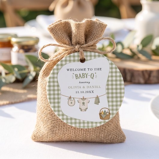 BBQ Baby Shower Salie Gingham Rustieke Aangepaste Bedankjes Labels