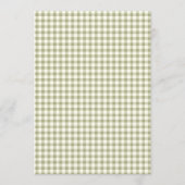 Bbq Baby Shower Salie Gingham Rustieke Aangepaste Kaart (Achterkant)
