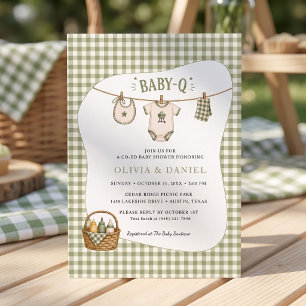 Bbq Baby Shower Salie Gingham Rustieke Aangepaste Kaart