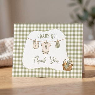 BBQ Baby Shower Salie Gingham Rustieke Op Maat Bedankkaart