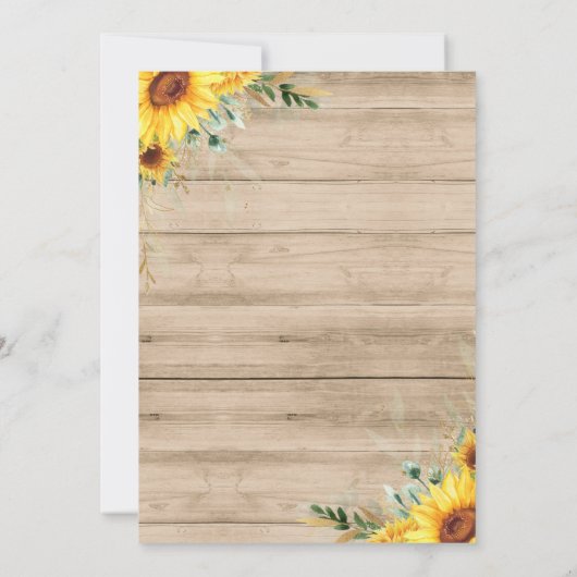 BBQ Baby shower Sunflower Baby Q Couples Shower Kaart (Achterkant)