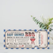 BBQ Baby shower Ticket Diaper Raffle-uitnodigingen Kaart (Staand voorkant)