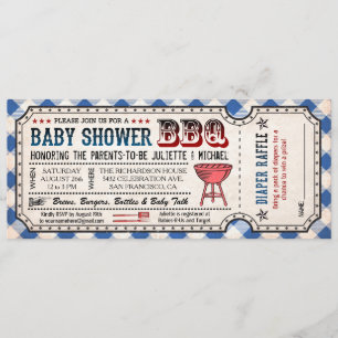 BBQ Baby shower Ticket Diaper Raffle-uitnodigingen Kaart