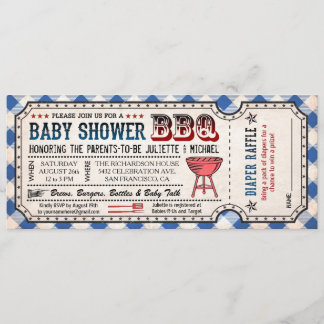 BBQ Baby shower Ticket Diaper Raffle-uitnodigingen Kaart
