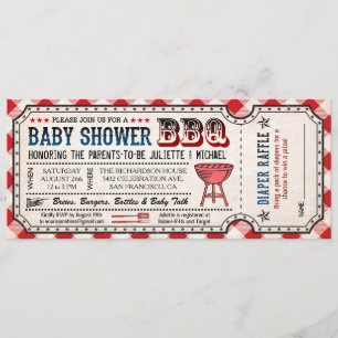 BBQ Baby shower Ticket Diaper Raffle-uitnodigingen Kaart