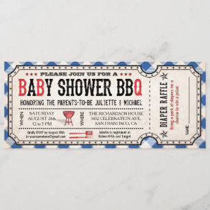 BBQ Baby shower Ticket Diaper Raffle-uitnodigingen Kaart