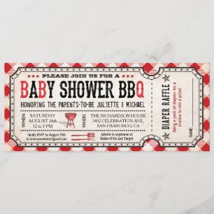 BBQ Baby shower Ticket Diaper Raffle-uitnodigingen Kaart