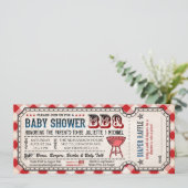 BBQ Baby shower Ticket Luier Raffle Uitnodigingen (Staand voorkant)