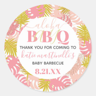 BBQ Baby shower Tropical Dank u Ronde Sticker