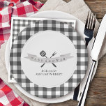 BBQ Baby shower  Typografie Gray Pset Papieren Bordje<br><div class="desc">BBQ Baby shower papier borden in genderneutraal grijs en wit. De sjabloon heeft volledig bewerkbare bewoordingen en de ontwerpelementen zijn perfect voor een Bbq-baby shower, een baby shower in de achtertuin, een picknick in de openlucht, enz. Dit charmante rustige ontwerp heeft een typografie en een traditioneel gingham gebrand in grijs...</div>