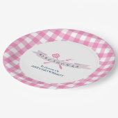 BBQ Baby shower  Typografie Roze Papieren Bordje (Gekanteld)