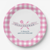 BBQ Baby shower  Typografie Roze Papieren Bordje (Voorkant)