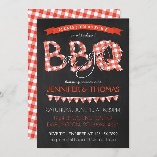 BBQ Baby shower Uitnodiging (Voorkant / Achterkant)