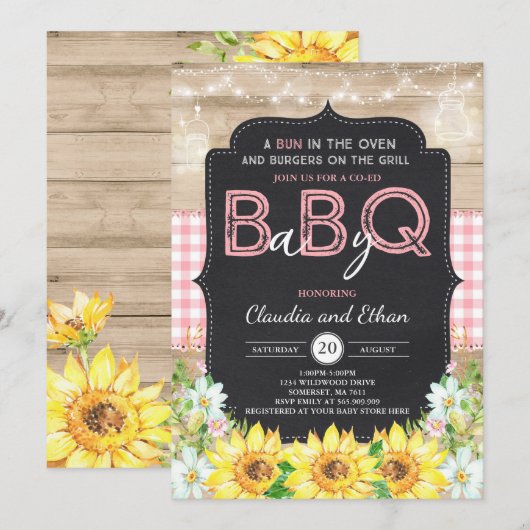 BBQ Baby shower Uitnodiging Baby Q Couples Shower (Voorkant / Achterkant)