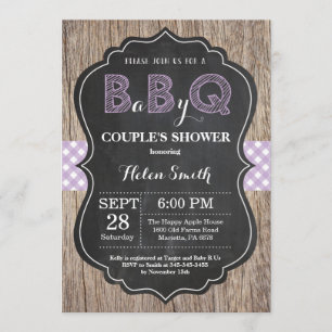 BBQ Baby shower Uitnodiging Baby Q Paars