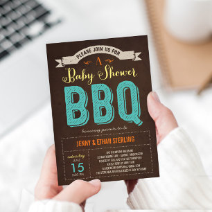 BBQ Baby shower Uitnodiging - blauw